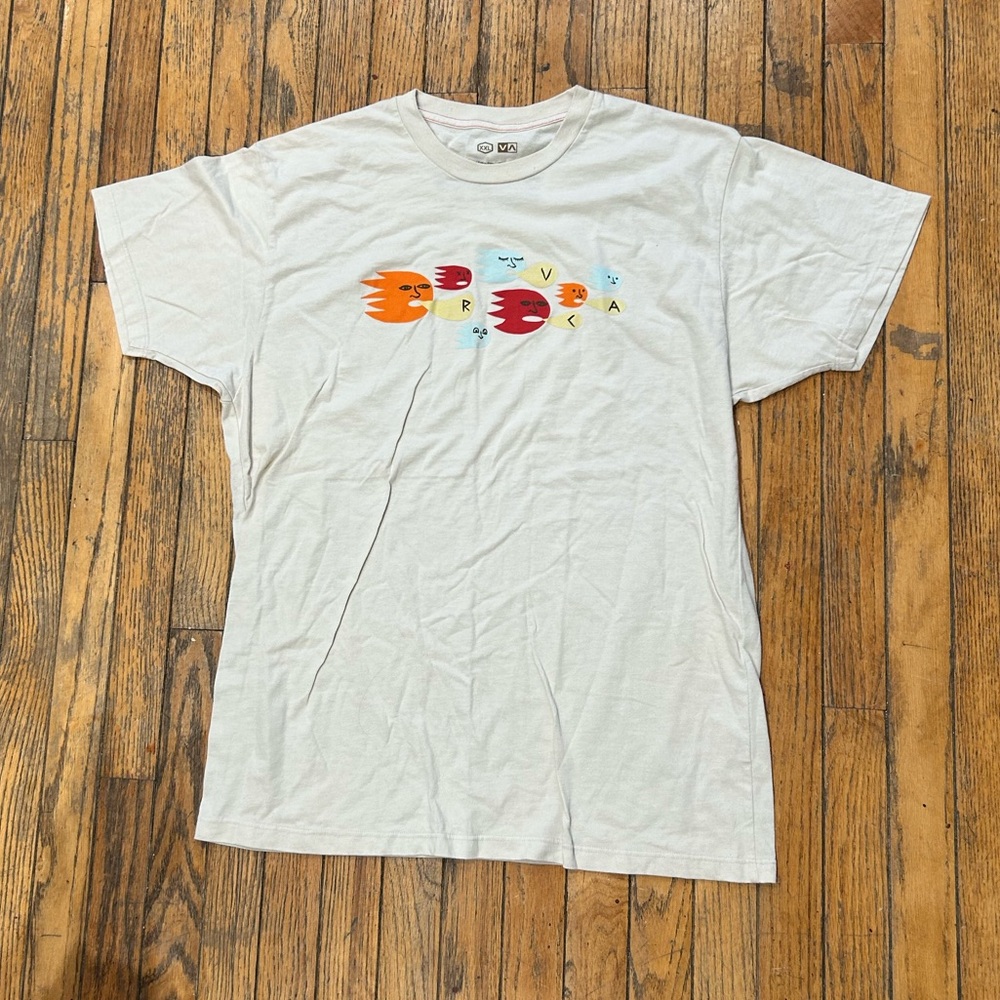 RVCA Cream T-Shirt with Colorful Graphic